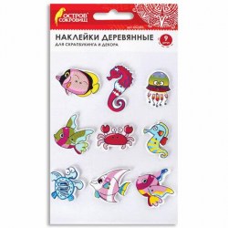 Наклейки Остров Сокровищ 662283 "Морские жители" деревянные /9шт/
