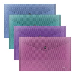 Папка на кнопке А4 ErichKrause 50314 "Diamond Vivid" полупрозрачная, ассорти