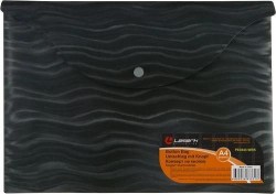 Папка на кнопке А4 Lamark PE0444-WBK "Волна" 0,40мкм непрозрачная, черная