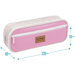 Пенал Berlingo PM09130 "Pastel pink" 2 отделения, 1 карман, 220*80*50мм 336856