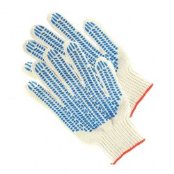 Перчатки х/б с ПВХ /точка/ 10класс Люкс 5-нитей белые 7057 /Юнипак/