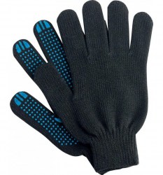 Перчатки х/б с ПВХ /точка/ 7,5класс 5-нитей черные 7019 (Юнипак)