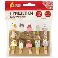Прищепки декор. Остров Сокровищ 662671 "Сладкие истории" /10шт/ 3,5 см, ассорти, со шпагатом