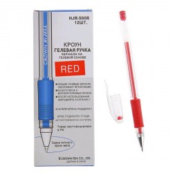 Ручка гелевая Crown HJR-500R красная 0,5мм грип 