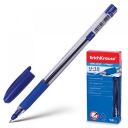 Ручка синяя ErichKrause 33519 Ultra Glide Technology U-19 треугольный корпус, резиновый упор