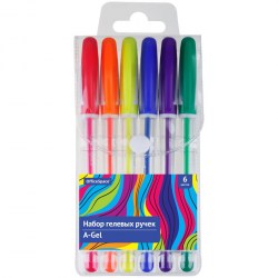 Ручки гелевые  6цв. OfficeSpace GP4_95168 "A-Gel" 0,5мм 326188