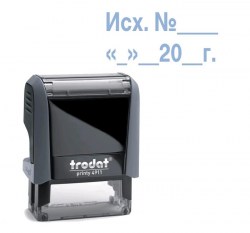 Штамп 4911 "Исходящий №.Дата" под. син, серый (TRODAT) 55356