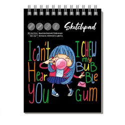 Скетчбук  98*128 30л. Феникс 62442 "Озорная девочка" на спирали 120г/м2, чёрный офсет