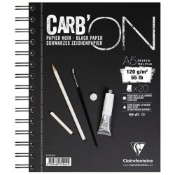 Скетчбук А5 20л. Clairefontaine 975042C "Carb ON" 120г/м2, на гребне, черный блок 303731