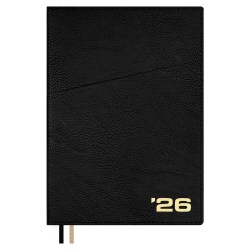 СКИДКА 20% Ежедневник 2026г. Феникс 70208 А5+, 176 л., иск.кожа "Шеврет", черный, клетка