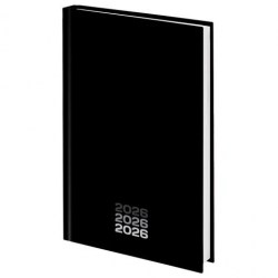 СКИДКА 20% Ежедневник 2026г. STAFF 117325 "Black style" А5, 160л, черный, 7БЦ