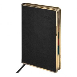 СКИДКА 50% Ежедневник 2025г. GALANT 115726 "Infinity Gold", под кожу, черный