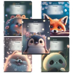 Тетрадь  12л. косая линейка "Зверушки" 107289 /Brauberg/