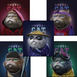 Тетрадь  48л. Brauberg 405008 "Брутальные коты" клетка, на скобе