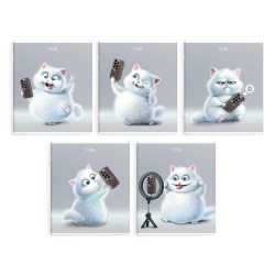 Тетрадь 48л Феникс 68577 "Кот с телефоном" клетка, ассорти