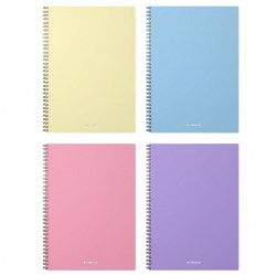 Тетрадь  80л А4 ErichKraus 50163 клетка "Pastel" пласт. обложка, на спирали, ассорти