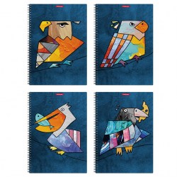 Тетрадь  80л А4 ErichKraus 53153 "Birds" клетка, пласт.обложка, на спирали, ассорти