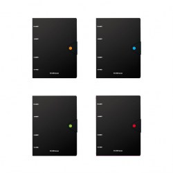 Тетрадь  80л А5 ErichKraus 51429 клетка "Accent" пласт. обложка с кнопкой, на кольцах, ассорти