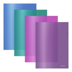 Уголок А4 ErichKrause 53316 "Glossy Vivid" полупрозрачная, ассорти