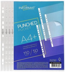 Вкладыши А4+ перф. 110мкм inФормат /50шт / IFGFA4110T50 прозрачные, гладкие 239533