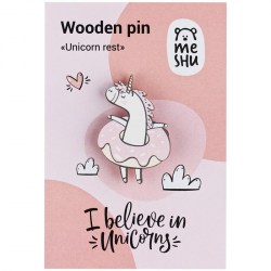 Значок MESHU MS_45602 "Unicorn rest" деревянный 2,6*3,9см 339548