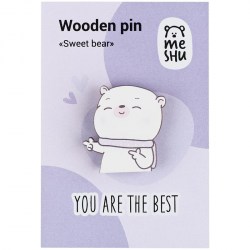Значок MESHU MS_45604 "Sweet bear" деревянный 3,2*3,4см 339549