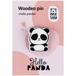 Значок MESHU MS_45610 "Hello panda" деревянный 2,7*3,3см 339552