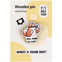 Значок MESHU MS_45618 "Good boy" деревянный 3,0*3,5см 339556