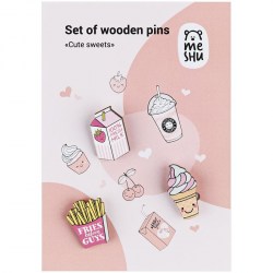 Значок MESHU MS_45626 "Cute sweets" /3шт/ деревянный 339560
