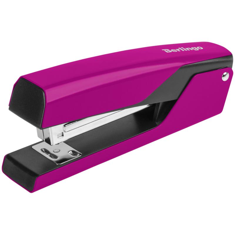 Степлер №24/6-26/6 Berlingo DSn_20114 Color Zone, до 20л., матал. корпус, розовый 303524