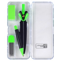 Готовальня Феникс 62700 "Зеленый неон" 3предм, циркуль, 117мм