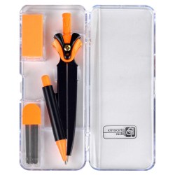 Готовальня Феникс 62702 "Оранжевый неон" 3предм, циркуль, 117мм