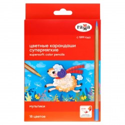 Карандаши 18цв. Гамма 80220217 "Мультики" супермягкие, увелич. диаметр грифеля 4,0мм 347000