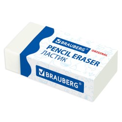 Ластик Brauberg 228073 38х20х10мм, белый, прямоугольный, термопласт. резина