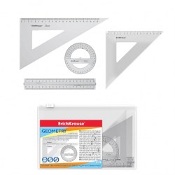 Набор чертежный ErichKrause 52976 "Clear" (треуг 2шт, лин20см, трансп 12см)