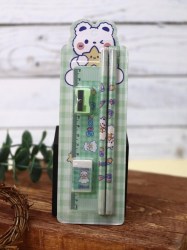 Набор канцелярский XIMI-0017 "Мишк" 5 предметов (2 карандаша, линейка, точилка, ластик) /Алеф/