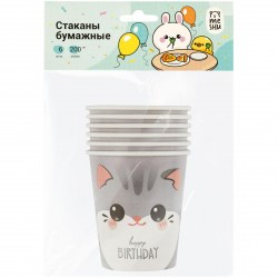 Одноразовый стакан MESHU MS_55438 "Kitten", 200мл, 6шт. 362238