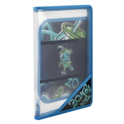 Папка д/труда Феникс А4 59595 "Зомбо банка" на молнии, 500 мкм, чёрный/голубой