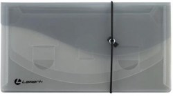 Папка на резинках Lamark TF0405-GR каскадная, 240*120мм, корешок 16мм, 0,40мм, 4 отд. серая
