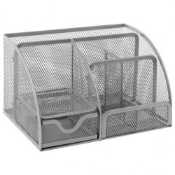 Подставка д/канц.принадлежностей Brauberg 237417 7 секций, металл, серебро