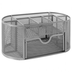 Подставка д/канц.принадлежностей Brauberg 237419 9 секций, металл, серебро