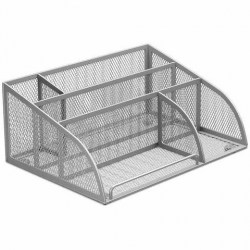 Подставка д/канц.принадлежностей Brauberg 237974 5 секций, металл, серебро