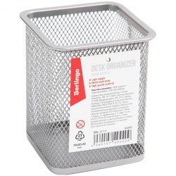 Подставка д/пишущих принадлежностей Berlingo BMs_41111 98*80*80мм. квадратн., металл, серебро 268949