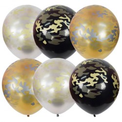 Шарик воздушный  набор "Black&Gold&Silver. Милитари" 30см 25шт /ПатиБум/ 4690296067465  307587