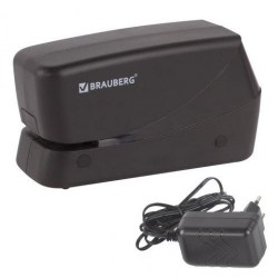 Степлер электрический №24/6, №26/6 Brauberg 227566 до 20 листов, от сети/4 батареек АА, черный