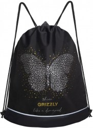 Сумка для обуви Grizzly OM-50-112/2 черный/серебро, боковой карман