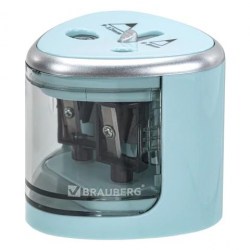 Точилка электрическая Brauberg 270578 "DUAL" питание от 2 батареек АА, для 2 диаметров, голубая