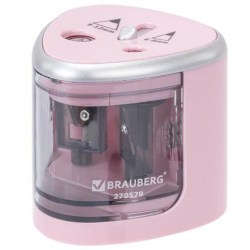 Точилка электрическая Brauberg 270579 "DUAL" питание от 2 батареек АА, для 2 диаметров, розовая